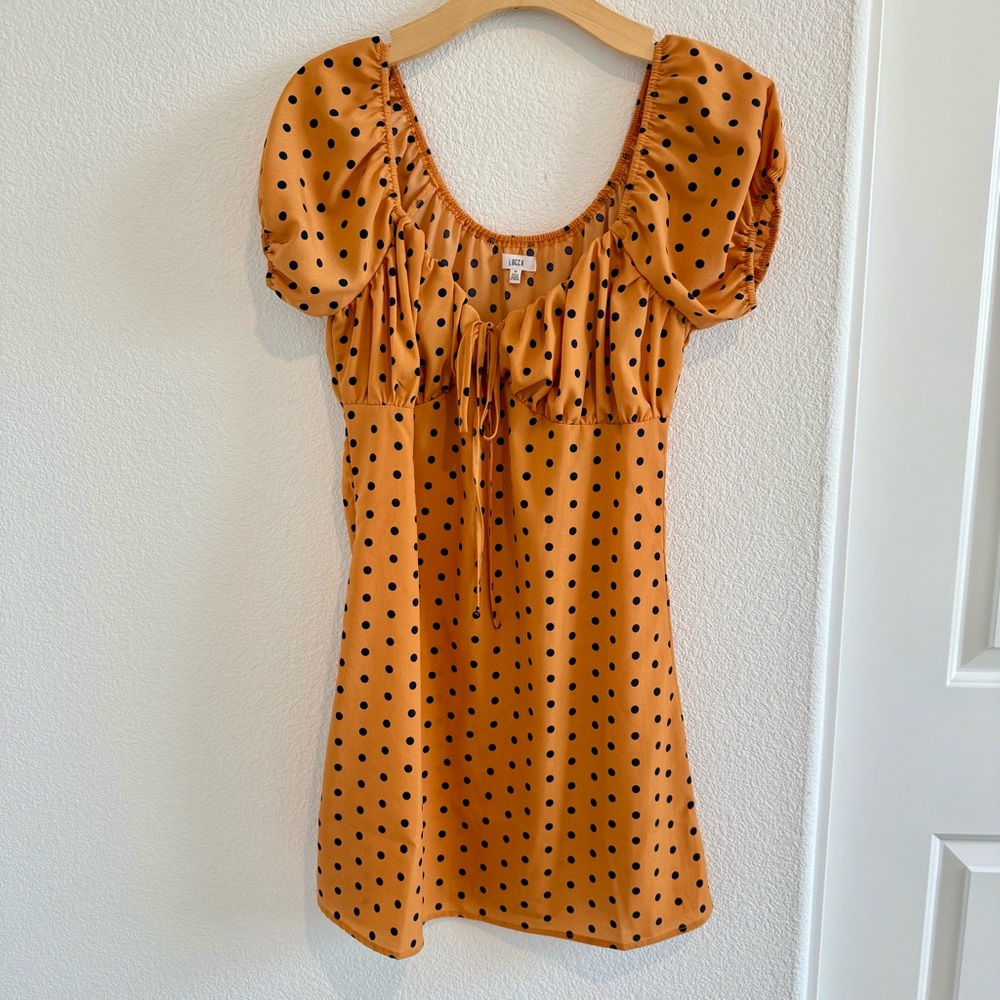 Gold Orange Boutique Polka Dot Dress